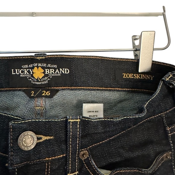 Lucky Brand | Women's Black Dark Wash Mid Rise Zoe Skinny Jeans Size 26 - Picture 4 of 10